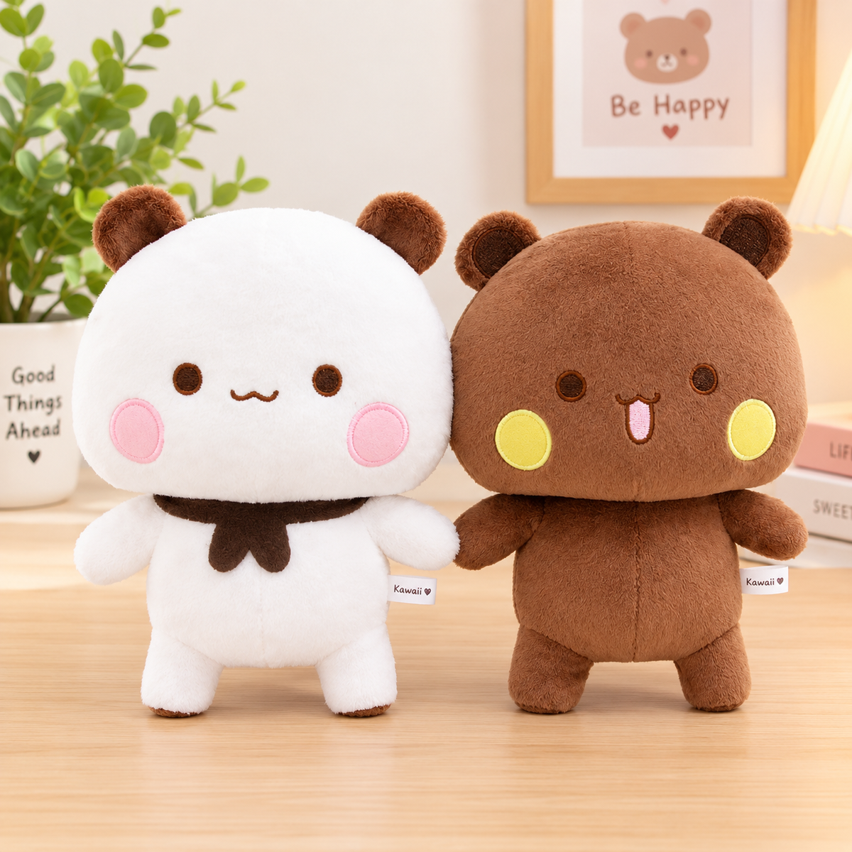 Cute Bubu and Dudu Panda Plush Toy, Soft Fluffy Stuffed Animal Pillow