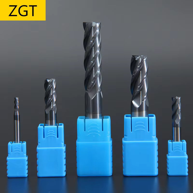 ZGT Carbide Tungsten Steel End Mill HRC50 4 Flute 4mm-16mm Metal Milling Cutter