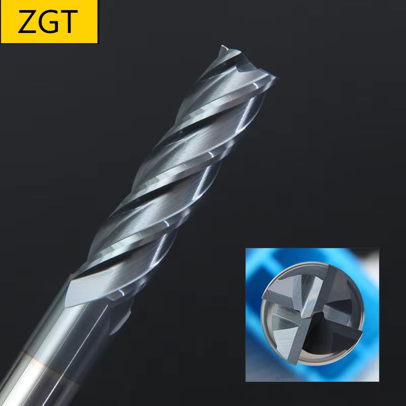 ZGT Carbide Tungsten Steel End Mill HRC50 4 Flute 4mm-16mm Metal Milling Cutter