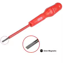 UXCELL Magnetic Electrical Screwdriver 1000v Slotted Insulated Screwdriver 3x75mm for Professional in DIY Hand-making Automotive