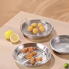 Stainless Steel Frying Rack with Tray Oil Draining Basket