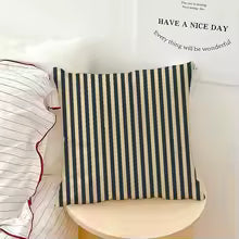 Pink Striped Decorative Throw Pillow Cover for Sofa