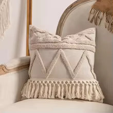 Bohemian Cotton Linen Tassel Pillow Cover 45x45cm