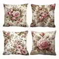 Floral Rose Pattern Decorative Throw Pillow Cover
