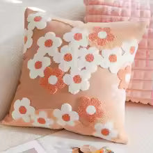 Embroidered Flower Pillow Cover – 45x45 / 30x50CM Sofa Cushion