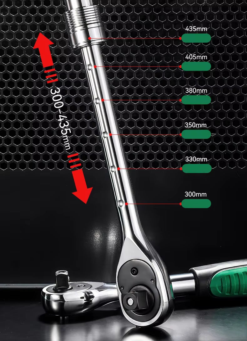 Telescopic Socket Ratchet Wrench 72-Tooth Adjustable Head Quick Release Automotive Repair Tool