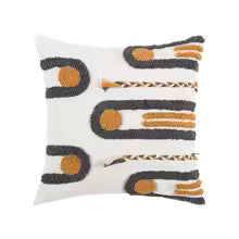 Bohemian Geometric Embroidered Tassel Pillow Cover