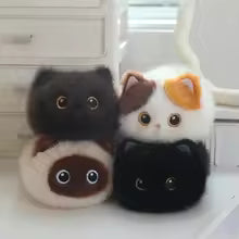 20cm Cute Cat Plush Toy Black Cat Siamese Kitten Calico Cat Plush Doll Decompression Round Cat Stuffed Toy Kid Birthyday Gift