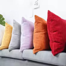 Orange Corduroy Pillow Cover – Soft Striped Sofa Cushion