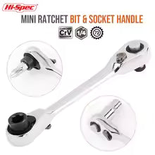 1/4 Inch Double-Ended Mini Ratchet Bit Driver 72-Tooth Quick Release Socket Wrench