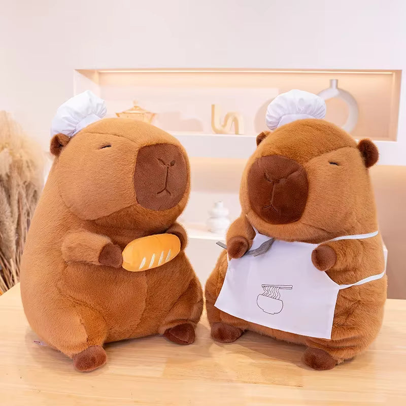 30cm Chef Capybara Plush Toy, Cute Soft Stuffed Animal