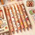 6Pcs/Box Kawaii Cartoon Panda Capybara Blue Ink Erasable Gel Pen Side Press ST Crystal Blue Pens School Office Writing Supplies
