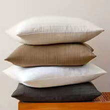 Neutral Linen Plaid Throw Pillow Cover