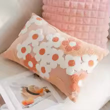 Embroidered Flower Pillow Cover – 45x45 / 30x50CM Sofa Cushion