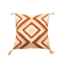Bohemian Geometric Embroidered Tassel Pillow Cover