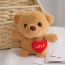 Cute Heart Bear Plush Keychain