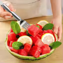 2025 Newest Watermelon Slicer Tool Stainless Steel Fruit Cutter Dual Head Watermelon Fork Melon Cutter Kitchen Gadgets