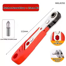 Magnetic Ratchet Wrench Screwdriver with Bits 36-Tooth Quick Ratchet L-Shaped Tool for Tight Spaces