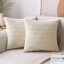 Soft Corduroy Stripe Pillow Cover 40x40CM – Farmhouse Boho Sofa Decor