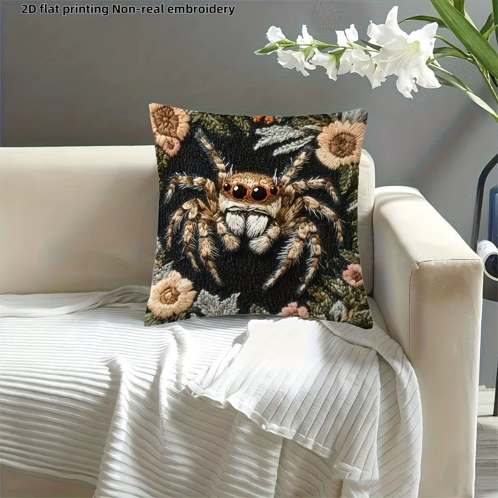 Spider Floral Pillow Cover – Halloween Decor