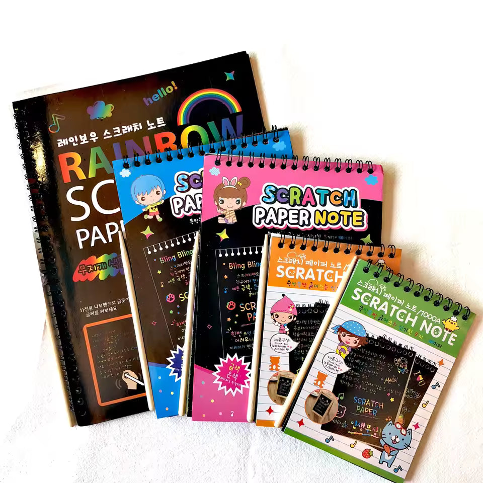 Rainbow Scratch Art Paper Set for Kids