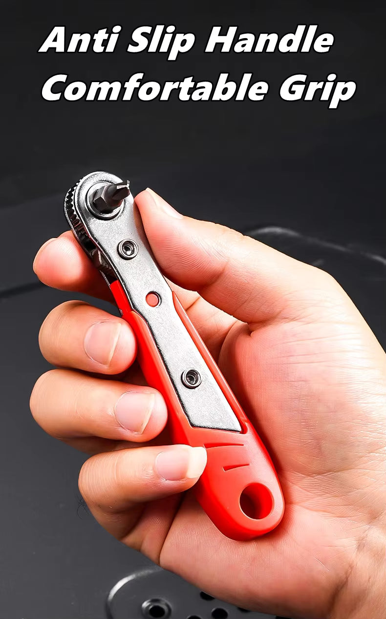Magnetic Ratchet Wrench Screwdriver with Bits 36-Tooth Quick Ratchet L-Shaped Tool for Tight Spaces