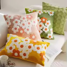 Embroidered Flower Pillow Cover – 45x45 / 30x50CM Sofa Cushion