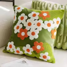 Embroidered Flower Pillow Cover – 45x45 / 30x50CM Sofa Cushion