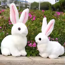 25/40CM Simulation Cute White Gray Khaki Plush Rabbit Fur Realistic
