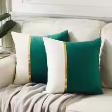 2 Piece Soft Cozy Decor Blue Cushion Case Gold Velvet Gold Bar Pillow Case