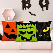 4-Pack Halloween Pillow Covers 18x18 Inch Pumpkin Cat Ghost