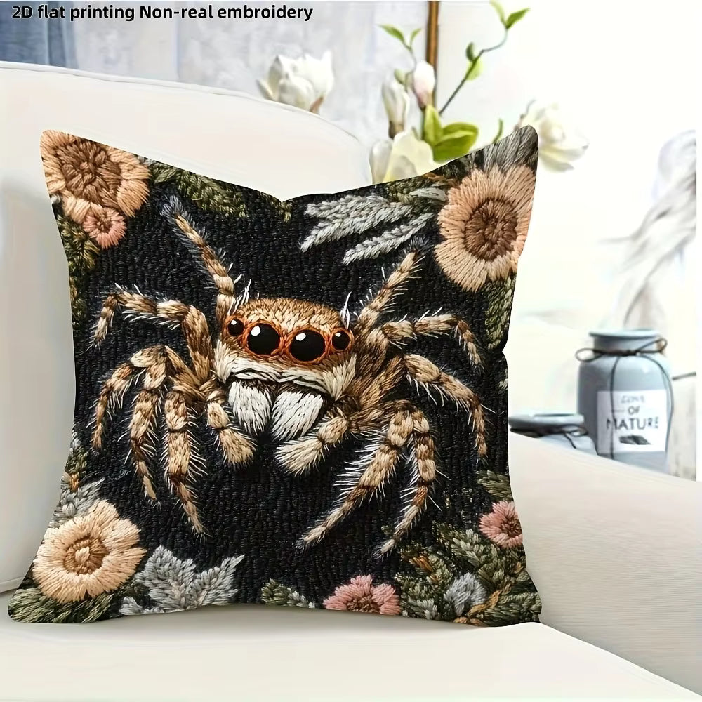 Spider Floral Pillow Cover – Halloween Decor
