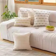 Striped Jacquard Cotton Throw Pillow Cover