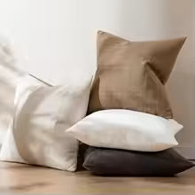Neutral Linen Plaid Throw Pillow Cover