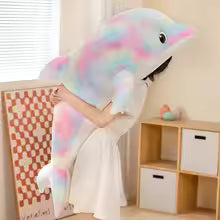 50cm/19.68in Cute Colorful Dolphin Plush Toy Soft Cartoon Model Throw