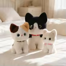 20/25/35cm Black Siamese Cat Plush Toy, Kawaii Stuffed Animal