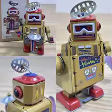 Metal Tin Reversing Walking Drumming Robot Toy