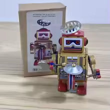 Metal Tin Reversing Walking Drumming Robot Toy