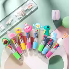 10Pcs Cute 4 Color Multicolor Ballpoint Pens