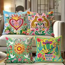 Home Decor Colorful Floral & Animal Pattern Pillow Covers Pattern Cushion