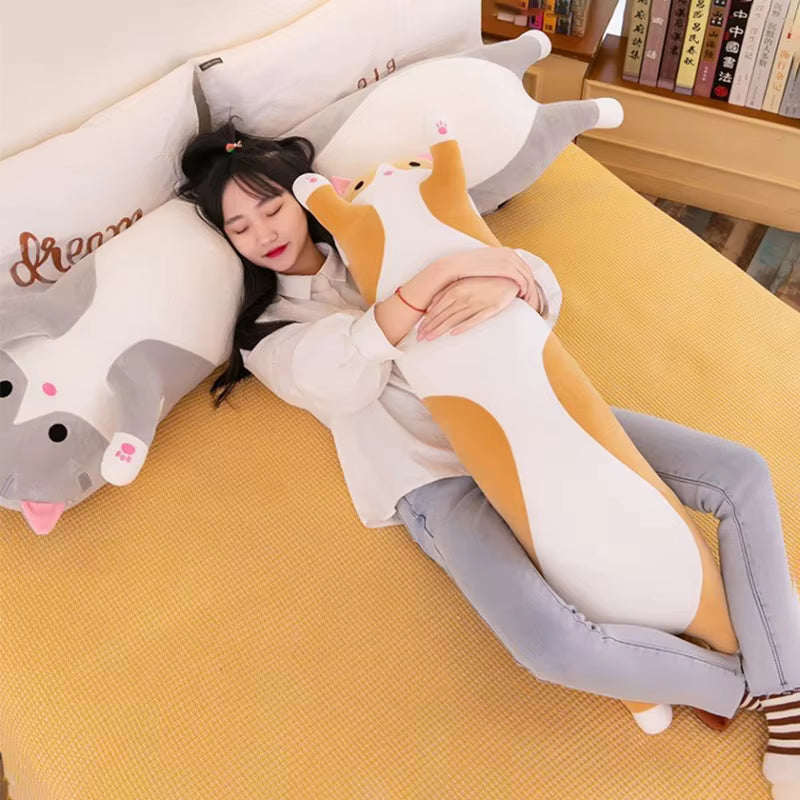 Long Cat Plush Pillow – Soft Stuffed Animal