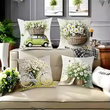 1/4pcs Floral Printed Pillowcases with Charming Scenes Sofa cushion cover