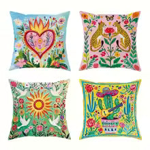 Home Decor Colorful Floral & Animal Pattern Pillow Covers Pattern Cushion