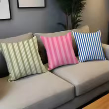 Pink Striped Decorative Throw Pillow Cover for Sofa