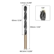 6pcs Titanium Nitride Coated M2 High Speed Steel Twist Drill Bit Set 3mm-6.5mm