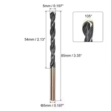 6pcs Titanium Nitride Coated M2 High Speed Steel Twist Drill Bit Set 3mm-6.5mm