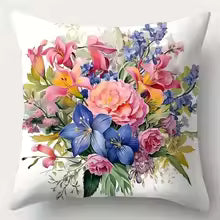 Single-sided Printed Cushion Cover Plant Flower Soft Polyester Fabric Living