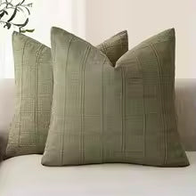 Neutral Linen Plaid Throw Pillow Cover