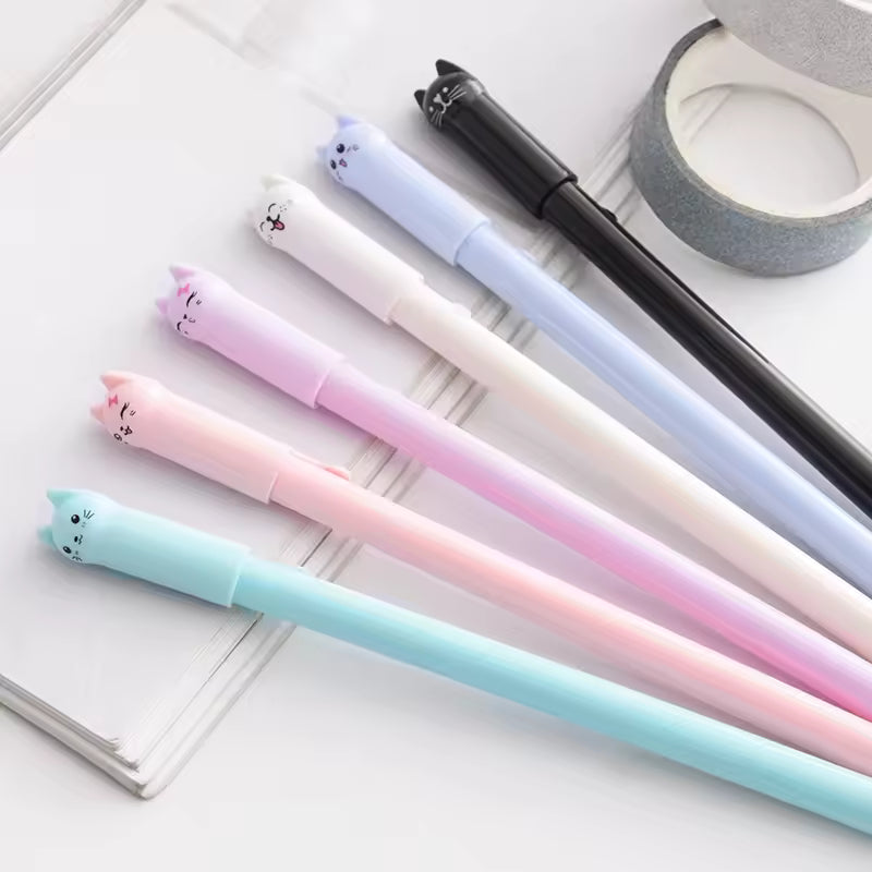 1-6-30 pcs Cute Kawaii Cat Gel Pen Cartoon Writing Office School Supplies Stationery Creative Sweet Lovely Pens