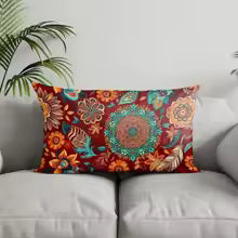 Home Decor Colorful Floral Patterned Pillow Covers Suitable For Sofa Bedroom Car Pillow Cover Cushion Rectangular Back Cushion